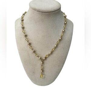 Claire's‎ Women's Vintage Style Gold Pearl & Crystal Drop Necklace Mob Wife Y2K